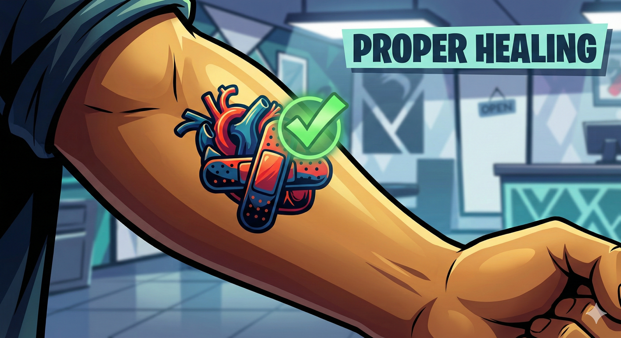 Healthy healing tattoo showing normal recovery with proper aftercare