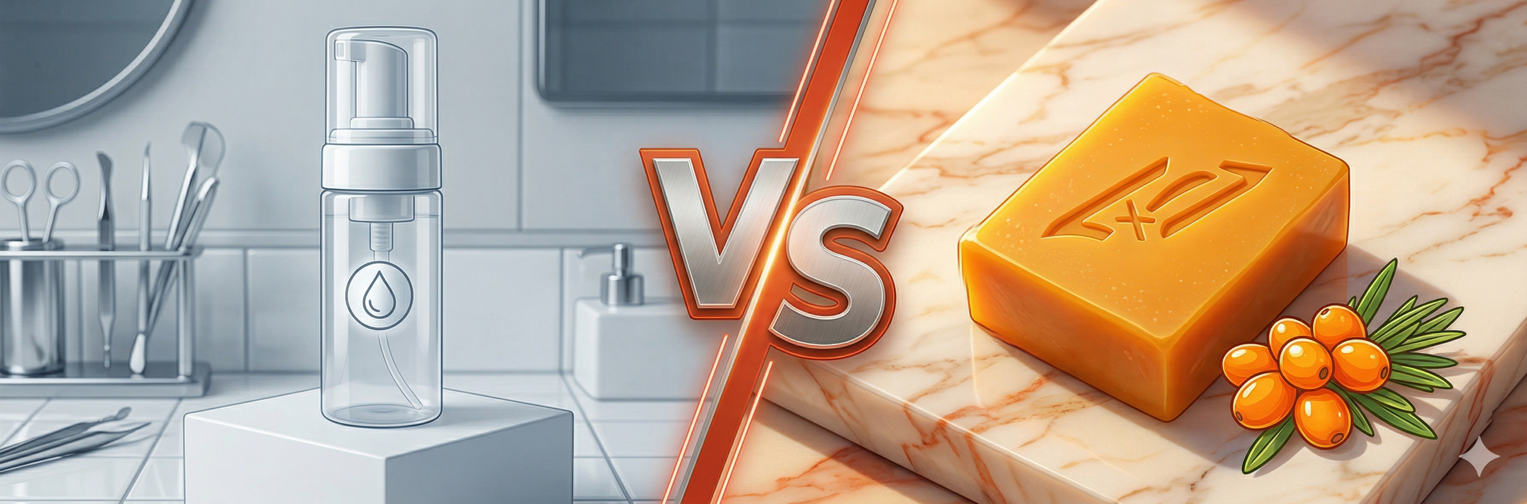 Cold-process bar soap versus foam cleanser for PMU aftercare showing oil concentration difference for microblading and lip blush healing