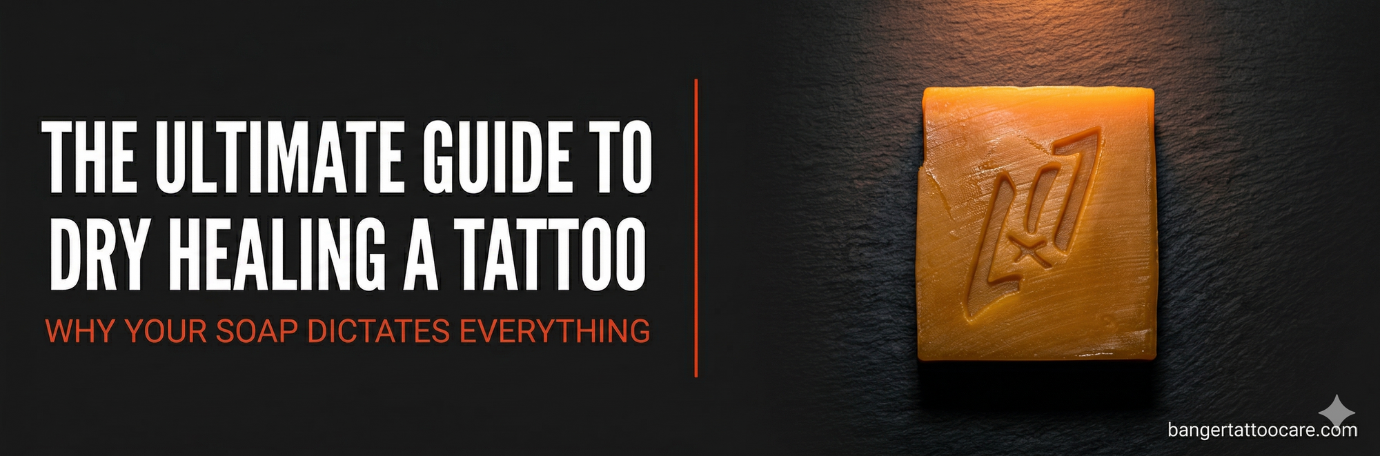 Ultimate guide to dry healing a tattoo showing cold process bar soap as the only product needed when the right fragrance free soap is used for the full healing window