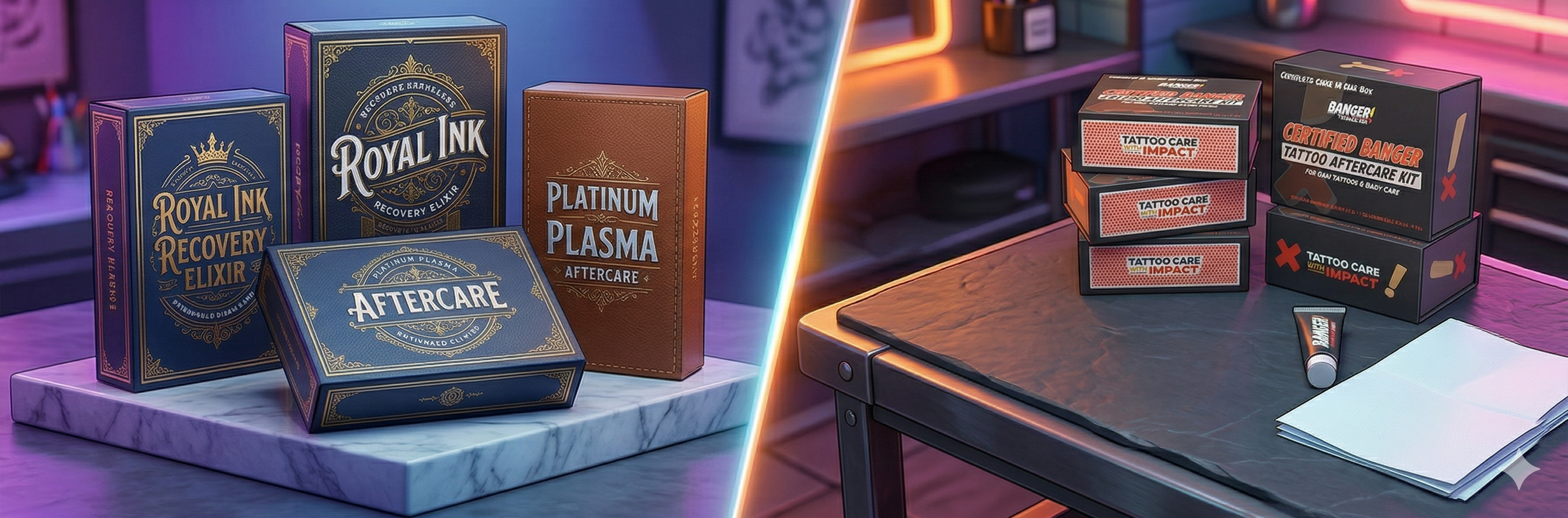 Banger Tattoo Care 12-pack aftercare kits as the professional alternative to Hustle Butter for tattoo artists and shops