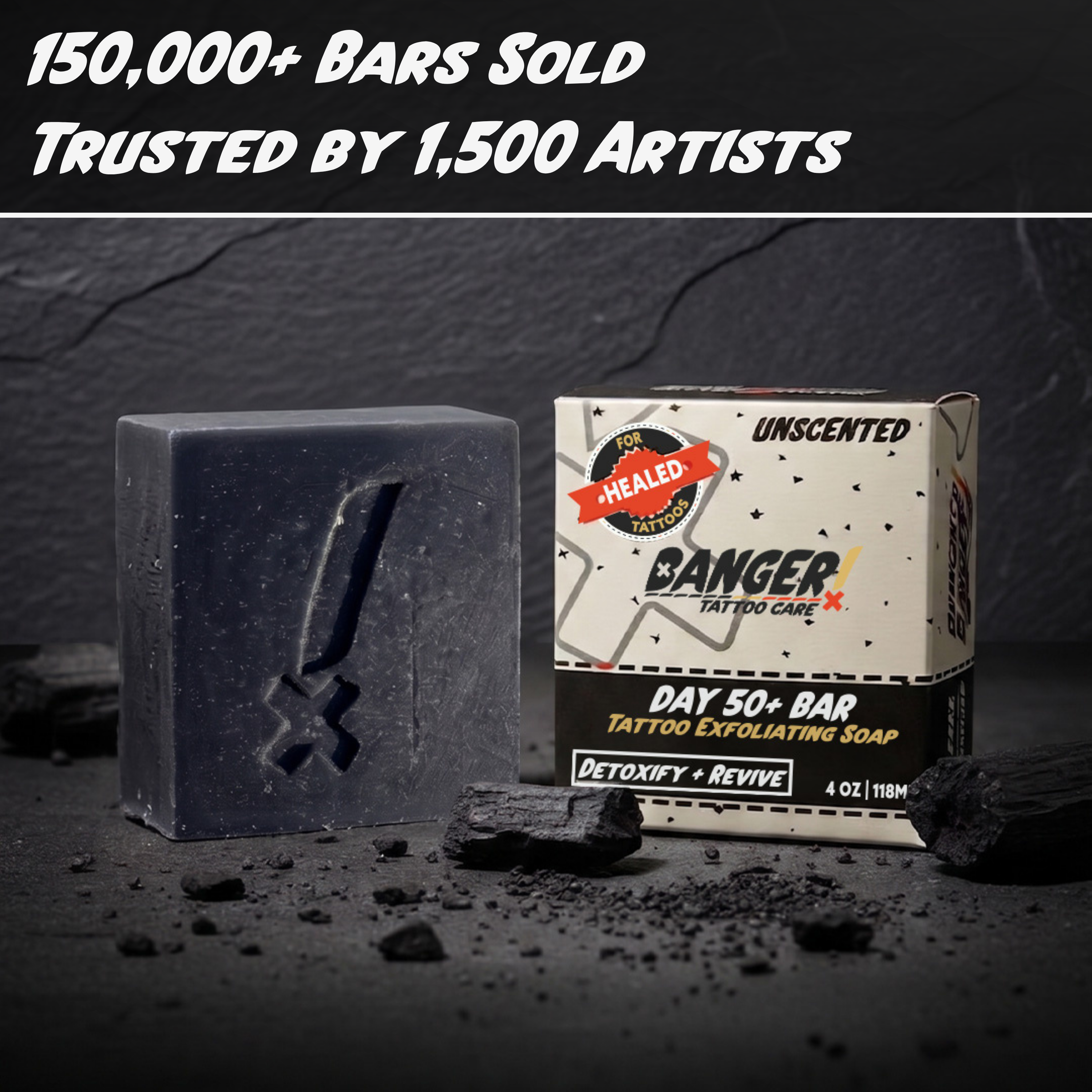 Day 50+ Exfoliating Bar — Tattoo Maintenance Soap for Healed Ink