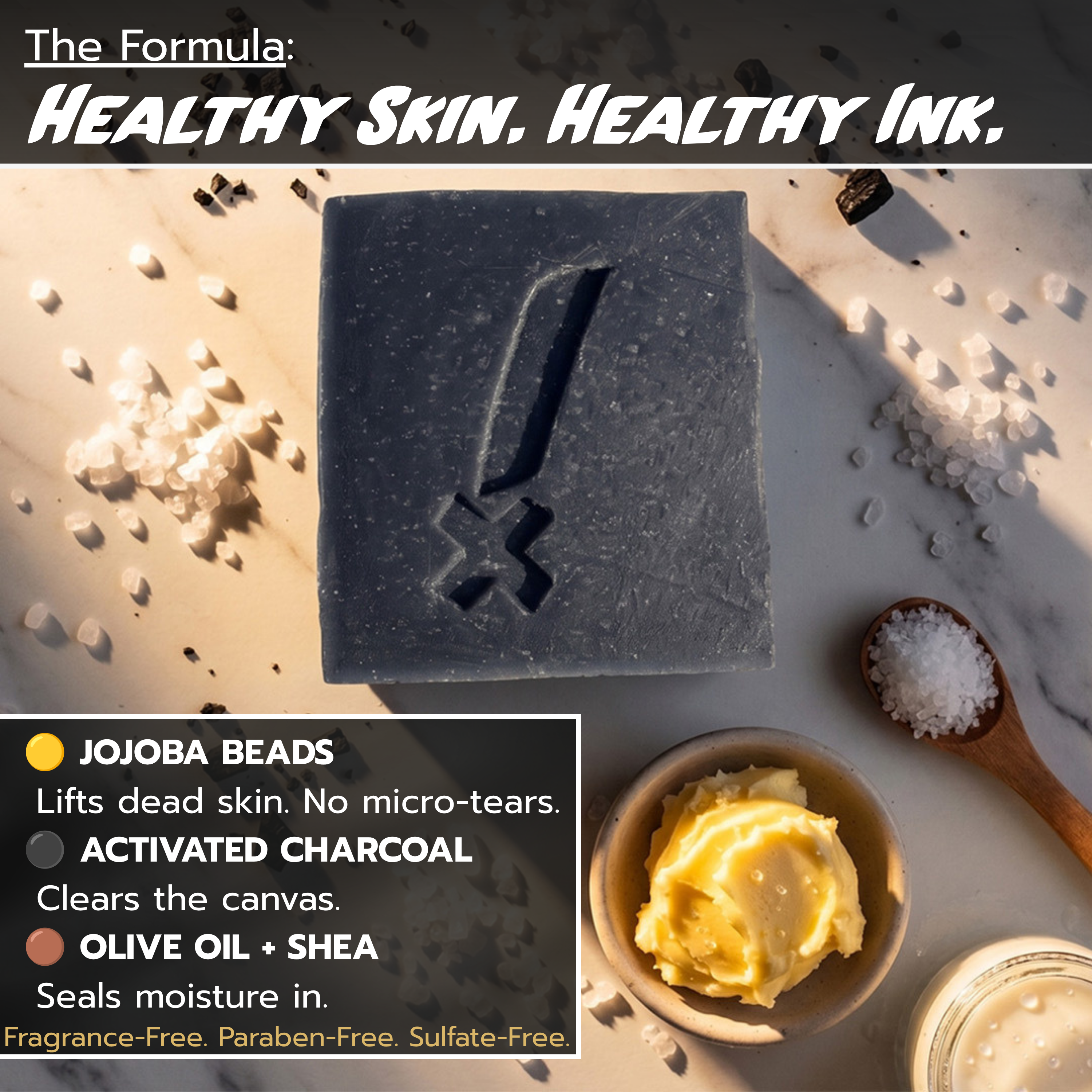 Day 50+ Exfoliating Bar — Tattoo Maintenance Soap for Healed Ink