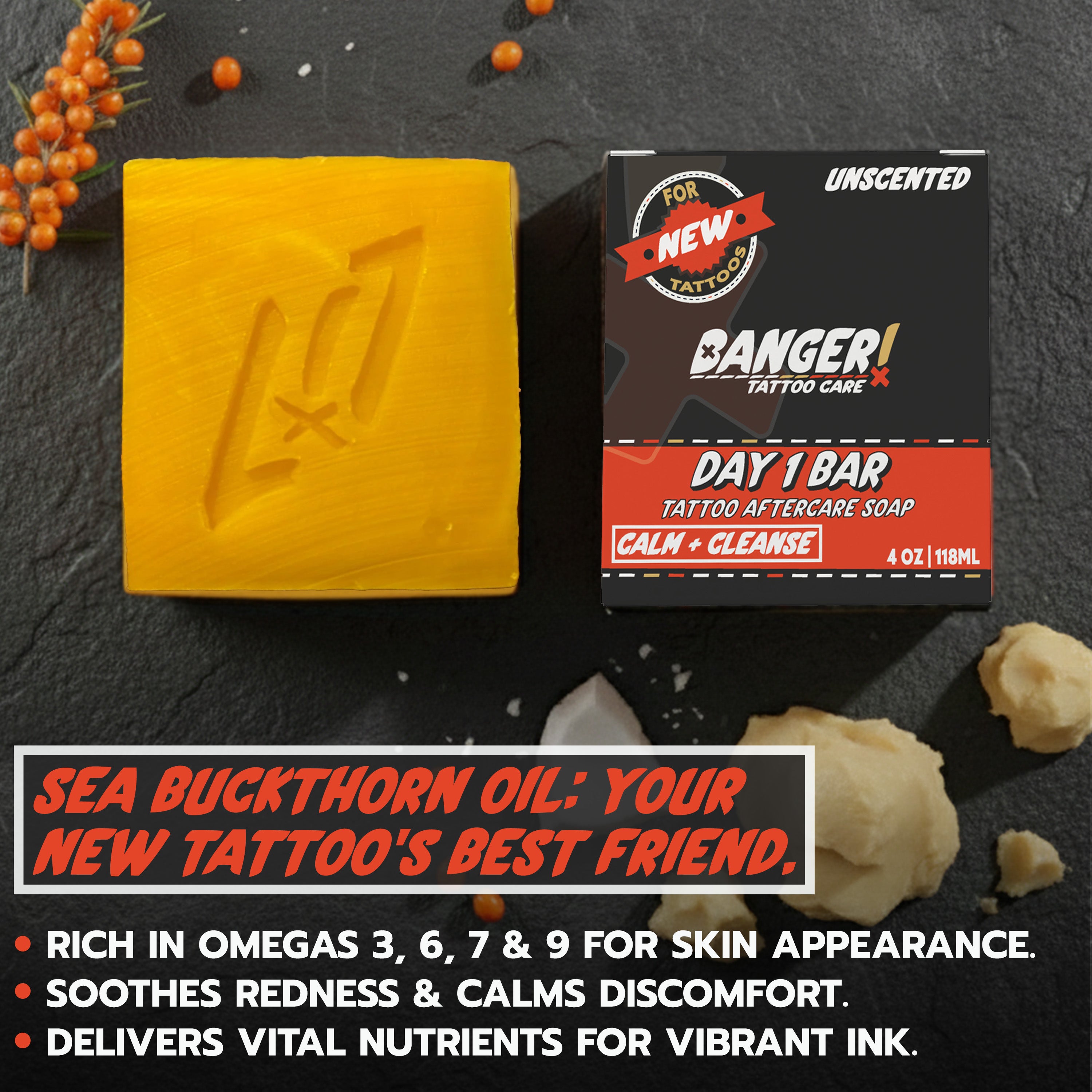 Day 1 Bar (Calms + Cleanses) – Soothing Tattoo Aftercare Soap