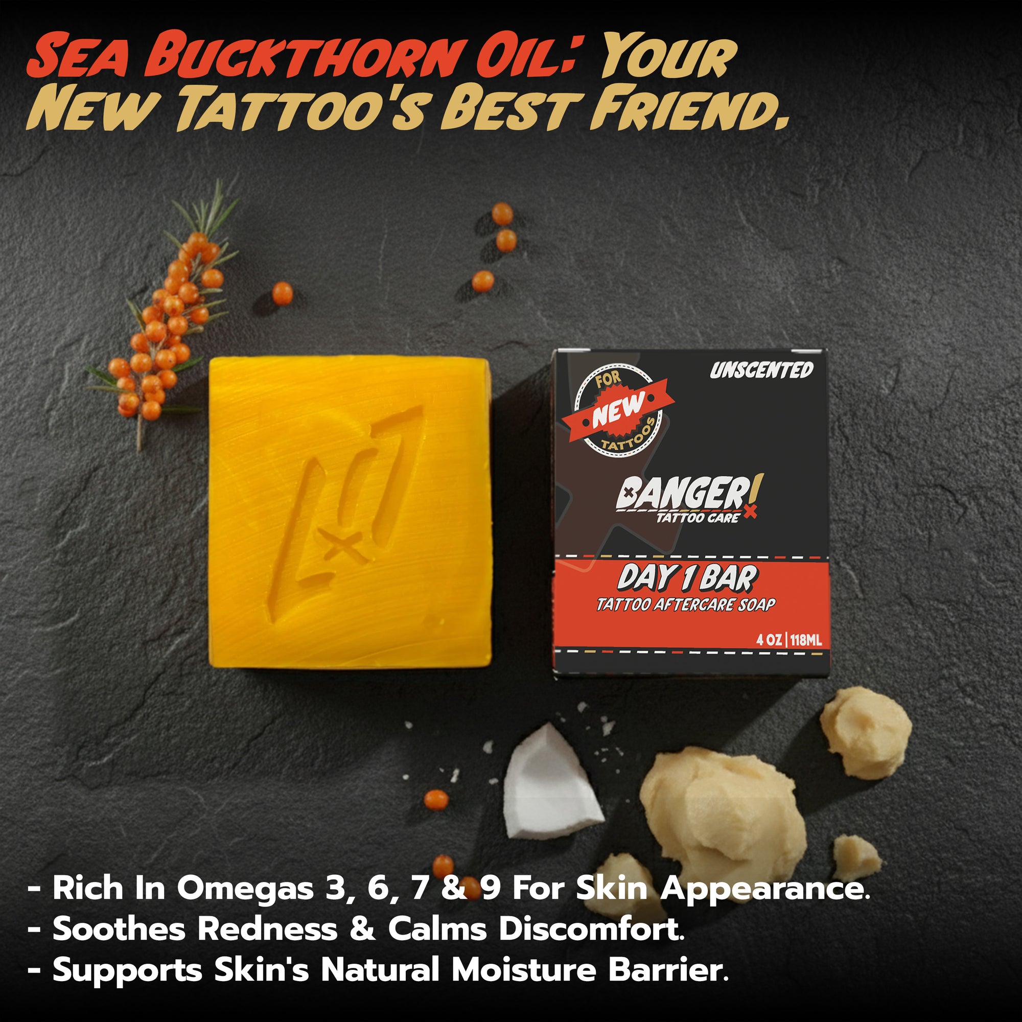 Day 1 Bar tattoo aftercare soap lather - gentle cleansing for tattooed skin - non-stripping formula